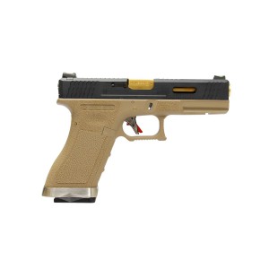 Страйкбольный пистолет WE Tech G Force G17 T6 GBB pistol (Black/ Tan/Silver) WE-G001WET-6